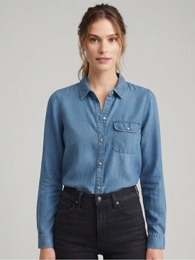 Lucky Brand Indigo Denim Long-Sleeve Button-Up Shirt Size S